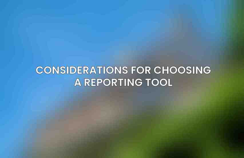 Considerations for Choosing a Reporting Tool