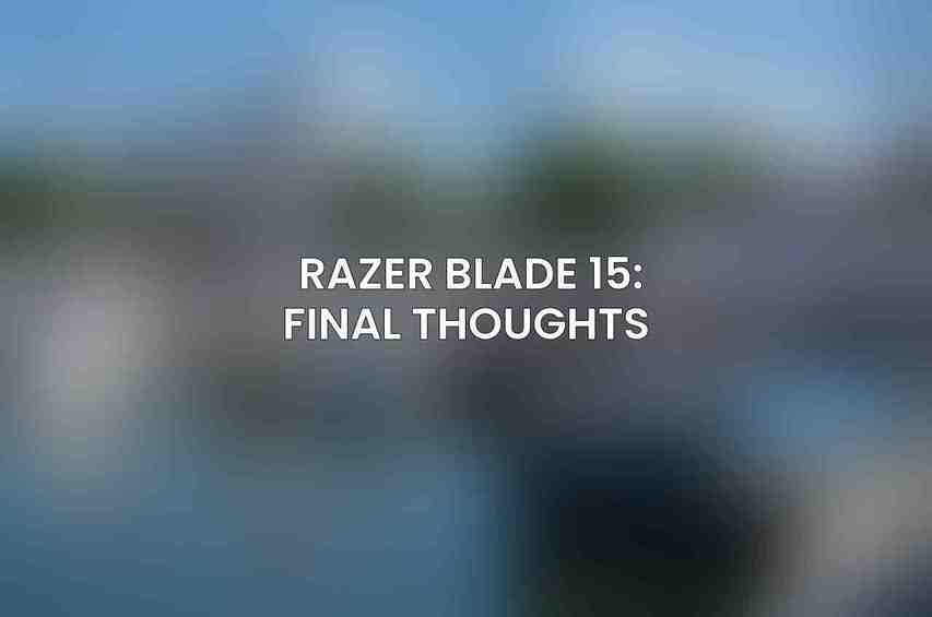 Razer Blade 15: Final Thoughts 